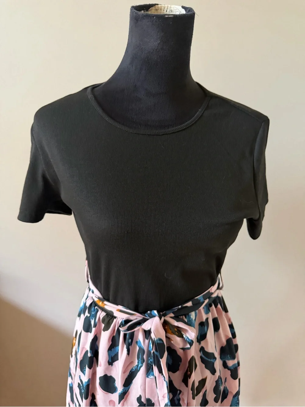 SHEIN Pink Animal Print A-Line Tee Dress Large